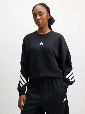 adidas Womens Future Icons 3-Stripes Black Crew Sweatshirt