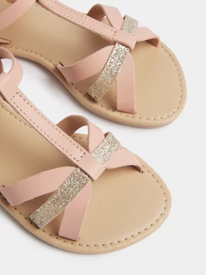 Exact Older Girl's Pink & Gold Sandals 