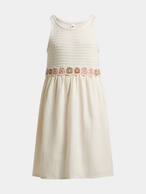Jet Older Girls Cream Crochet Dress