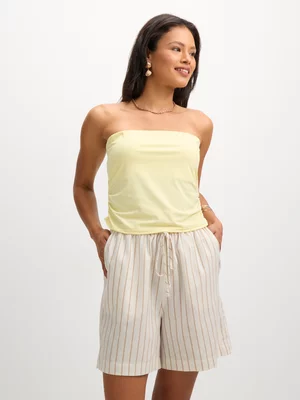 Exact Women's Natural Striped Pull-On Shorts 