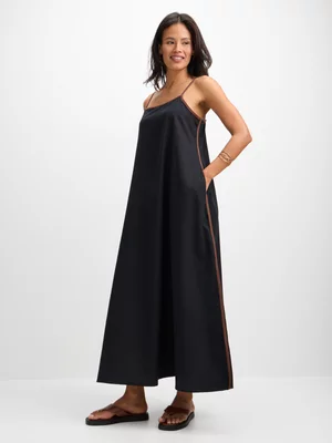 Jet Women's Black Contrast Binding Maxi Dress