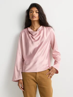 Cowl Neck Long Sleeve Blouse
