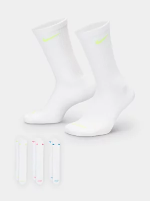 Nike Everyday Plus Cushioned 3-Pack Colour Tick Crew Socks