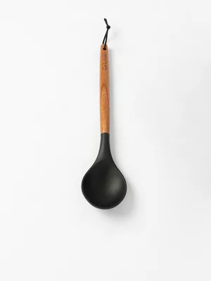 Sur La Table Black Solid Spoon with Acacia Wood Handle