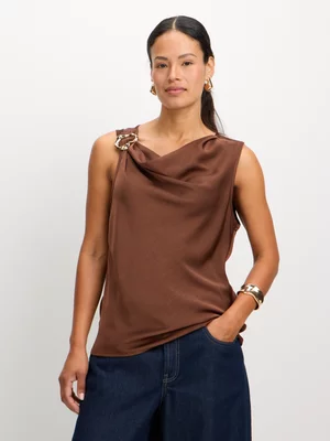Jet Women’s Brown Satin Sleeveless Blouse