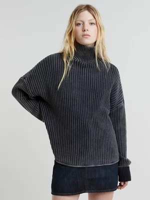 G-Star Women's Loose Overdyed Turtle Knitted Dark Blue Sweater
