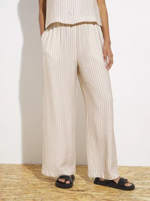 Women's Canvas Co-ord Stripe Wide Leg Pant