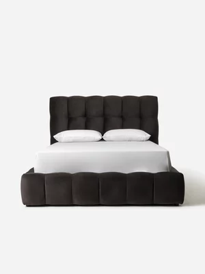 Deluca Tufted Bed LuxGuard Velvet Anthracite 