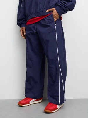 The FIX Men's Navy Crinkle Wide Leg Pants With Piping