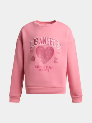 Jet Younger Girls Pink Los Angeles Crewneck