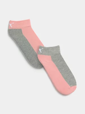 Puma Cushion Crew 2-Pack Peach/Grey Running Socks 