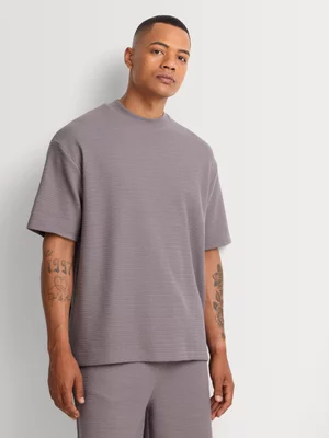 Markham Men's Boxy Fit Knit Co-ord Taupe T-Shirt