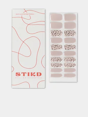 STIKD Pink With Leopard Print  Semi Cured Gel Nail Stickers 