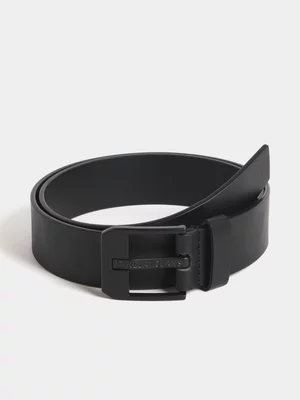 Relay Jeans Men's Debossed PU Prong Black Belt