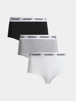 Redbat Women's 3 Pack Grey/Black/White Boyleg Underwear