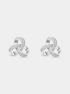 Cheté Sterling Silver Cubic Zirconia Pavé Knot Stud Earrings
