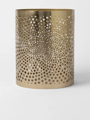 Pillar Candle Holder Pierced Metal 18.5 x 14.5cm