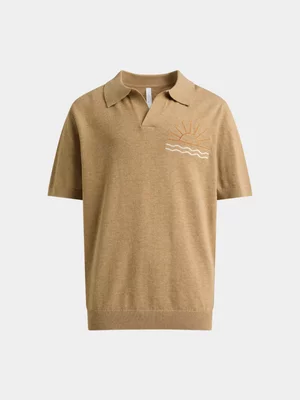 Exact Younger Boy's Beige Collar Knit Top