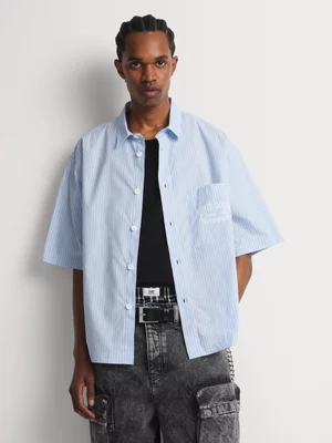 Markham Men’s Cropped Boxy Stripe Blue/White Shirt 