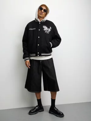 The FIX Men's Black Pegasus Graphic Bomber Jacket