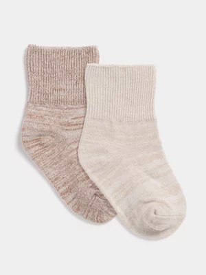 Jet Baby Unisex 2 Pack Browns Melange Towelling Socks