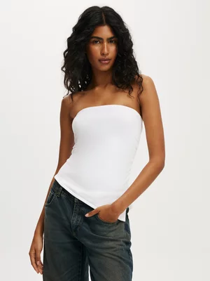 Women's Cotton On White Asymmetric Ruched Bandeau