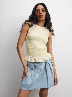 The FIX Women's Light Wash Pleated Skirt