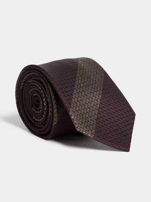 Fabiani Men's Burgundy Stripe Dobby Tie