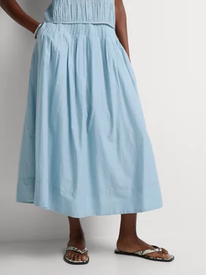 A-Line Pleated Waistband Maxi Skirt