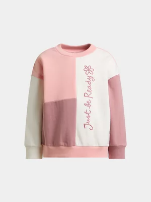 Exact Younger Girl's Pink & White Colourblock Sweat Top 