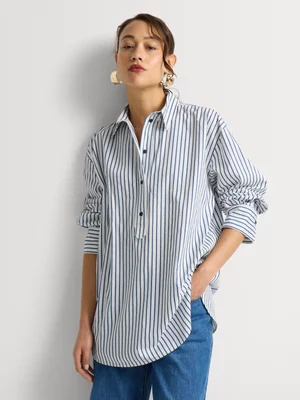 Half Placket Stripe Shirt 