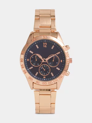 Exact Women's Rose Gold Metal Link Watch