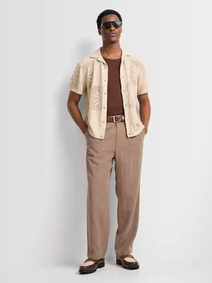 Markham Men's Revere Crochet Natural Knitwear Shirt