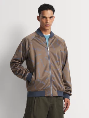 Men's Scotch & Soda Brown Reversible Jacquard Bomber Jacket