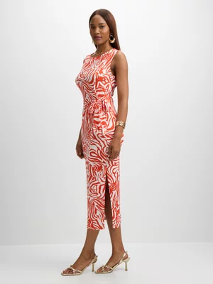 Exact Women's Orange & White Zebra Print Dress 