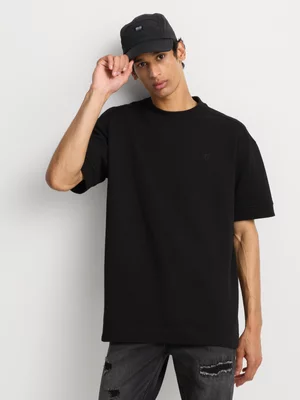 Relay Jeans Men's Boxy Fit Fleece Black T-Shirt