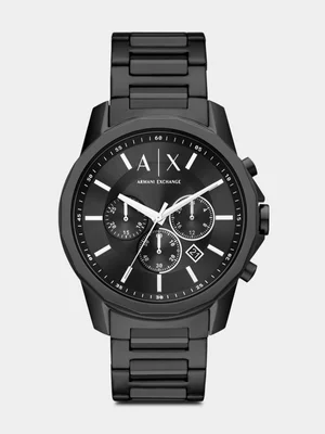 Armani Exchange Black Plated Stainless Steel Chronohraph Bracelet Watch