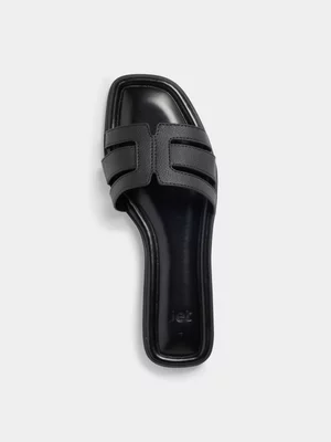 Jet Women's Black Textured Vamp Mule 