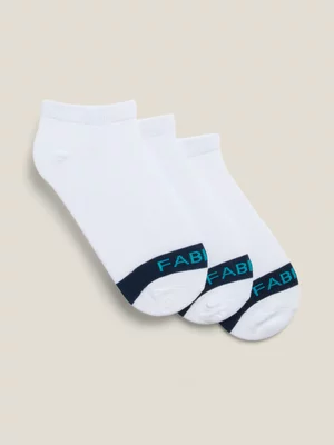 Fabiani Men's White 3PK Signature Logo Sneaker Socks