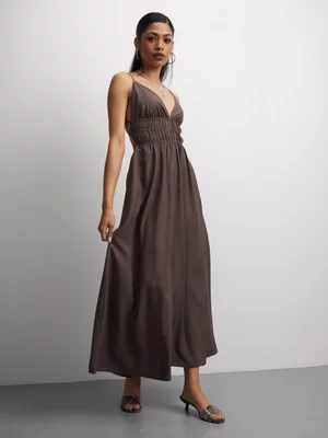 The FIX Women's Mocha Crepe Strappy Dress