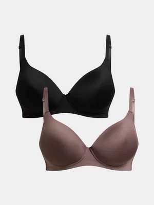 Jet Women's Black Taupe T-shirt Bra