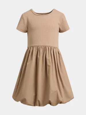 Exact Younger Girl's Caramel Cotton Bubble Dress 