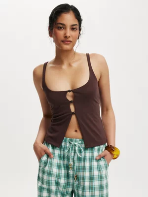 Women's Cotton On Burgundy Ava Keyhole Bead Camisole Top