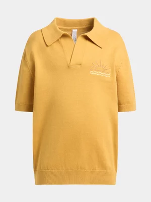 Exact Younger Boy's Yellow Collar Knit Top