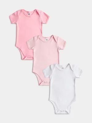Jet Baby Girls 3Pk Light Pink White Body Vest