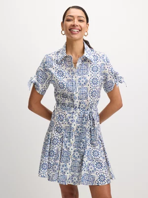 Jet Women's Blue and White Flare Mini Dress