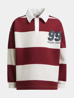 Exact Older Boy's Red & White Striped Polo Sweat Top 