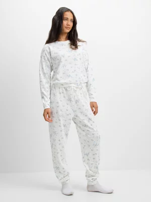Exact Women's White Floral Print Sleepwear Set