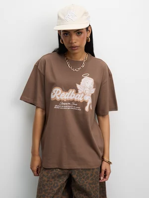 Redbat Women's Relaxed 'Redbat Angel' Brown T-Shirt 