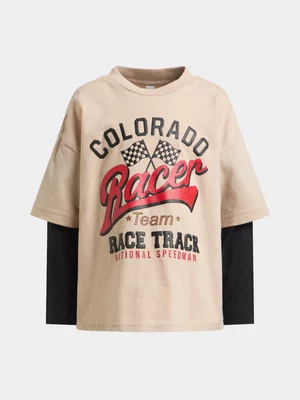 Exact Younger Boy's Natural Twofer Graphic T-Shirt